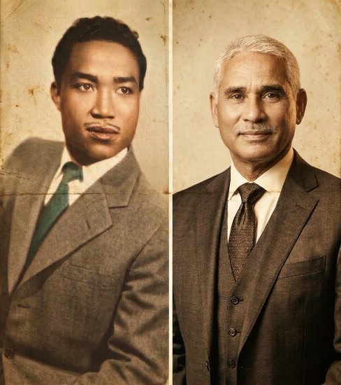 Studio portraits of the first two generations of the family who built the business in Suriname